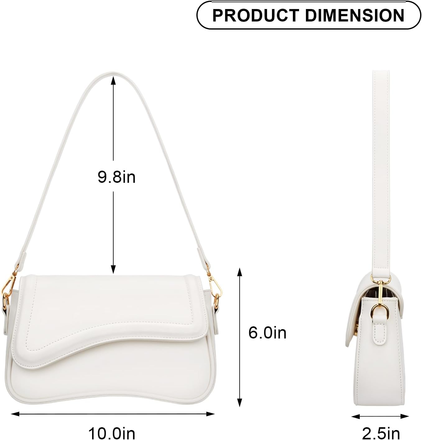 Small Hobo Shoulder Bag with Detachable Straps and Zip Closure
