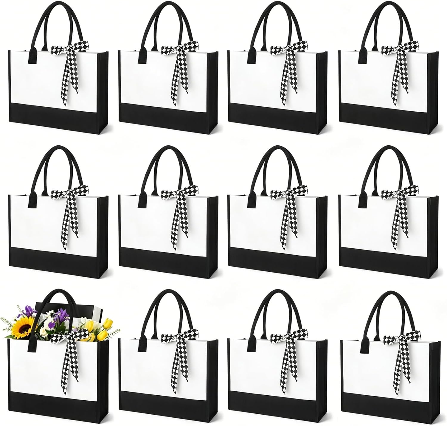 Waterproof Canvas Totes with Ribbon Handles, 15.35 x 6 x 12 Inch