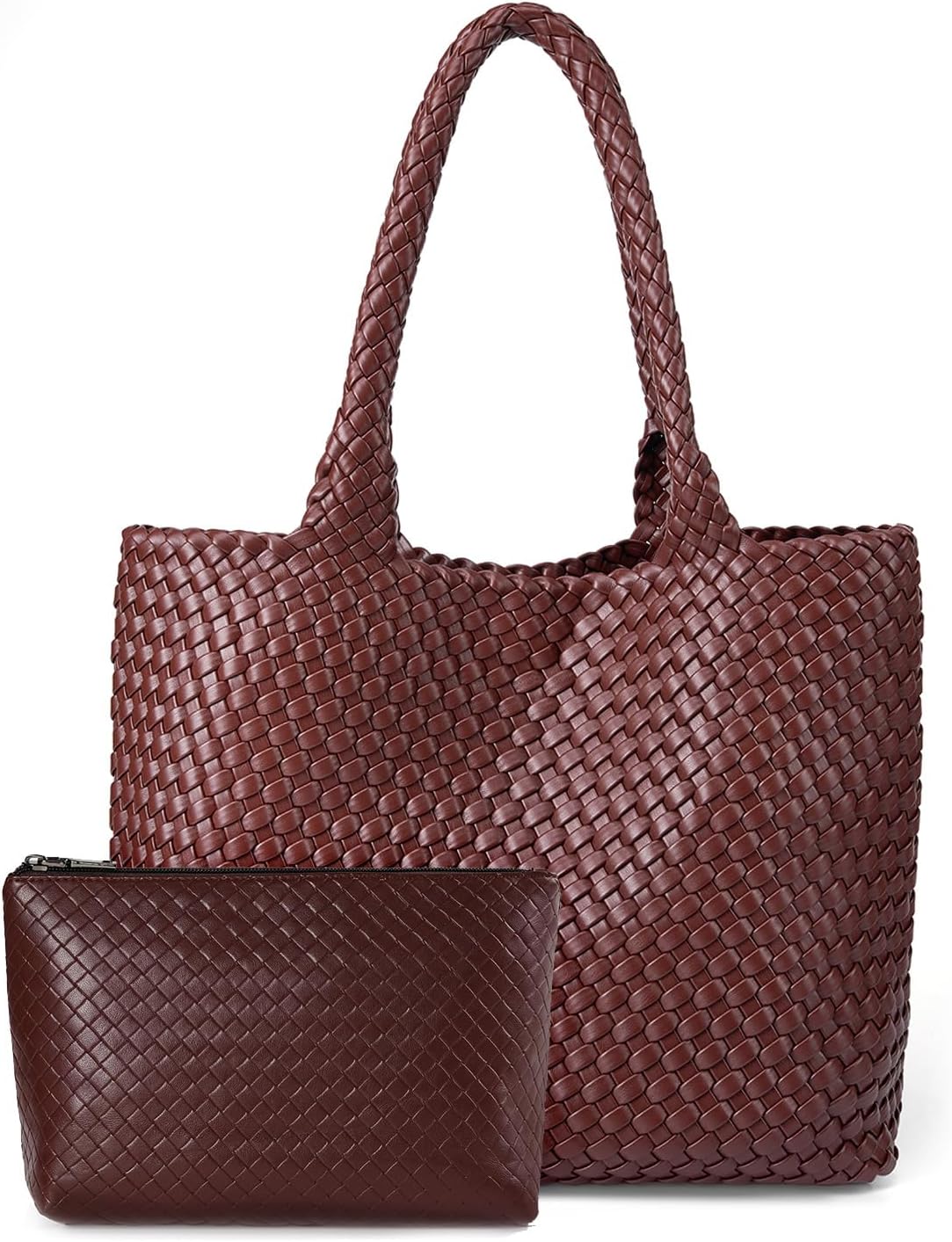 Woven Vegan Leather Tote Bag, Large
